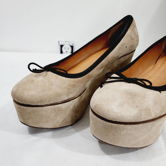Anthropologie x Leifsdottir Jenni Platform Suede Ballet Flat Beige 3.75” Size 40 - Picture 4 of 16